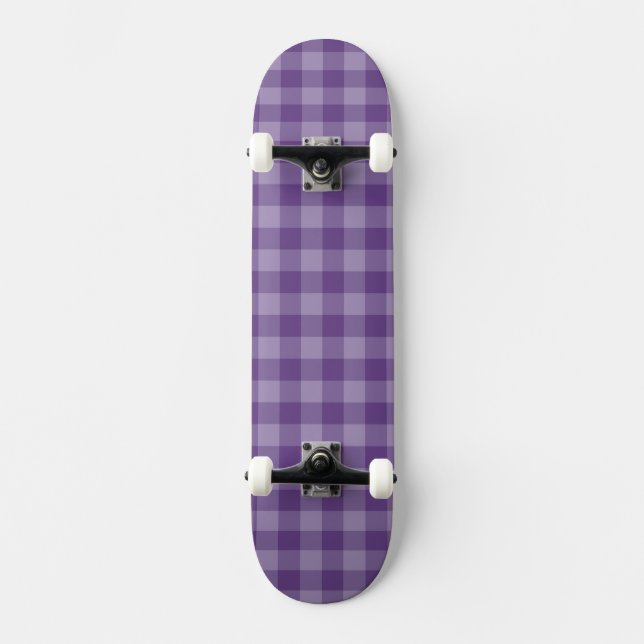 Violetter karierter Hintergrund Skateboard (Vorderseite)