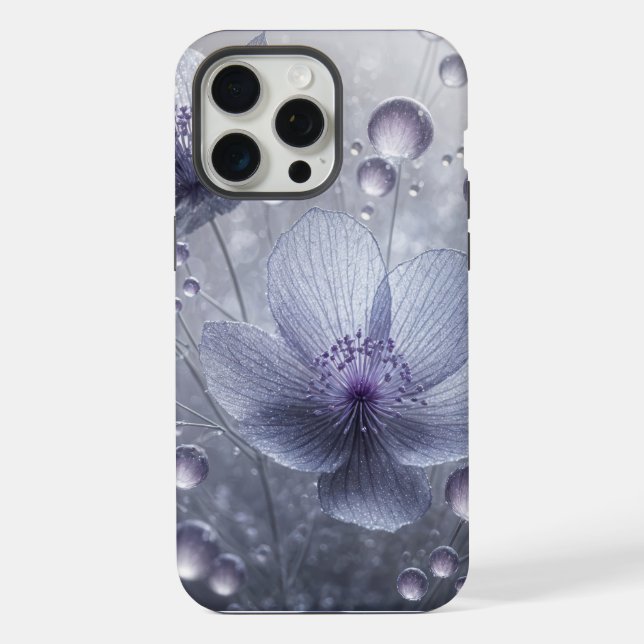 Violetter Kosmos und Tautropfen iPhone Hülle (Rückseite)