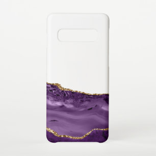 Violetter Marmor Achat Golden Glitter Akzente Samsung Galaxy S10 Hülle