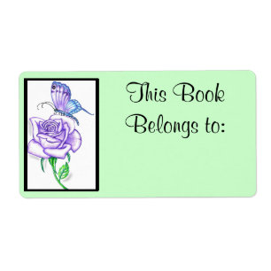 Violetter Rosen-Buch-Besitz-Aufkleber
