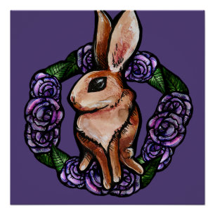Violetter Rosenhase Naturliebhaber Ostern Frühling Poster