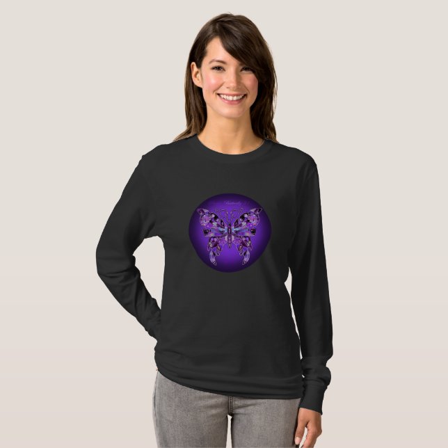 Violetter Schmetterling 31 T-Shirt (Vorne ganz)
