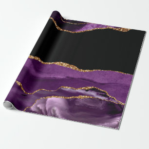 Violetter schwarzer Marmor Achat Glam goldener Gli Geschenkpapier