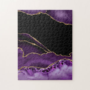 Violetter schwarzer Marmorachat Dunkler Glamour Go Puzzle