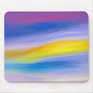 Violetter und goldener Strahl Abstrakt Mousepad