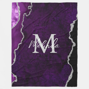 Violetter und silberner Marmor-Achat Fleecedecke