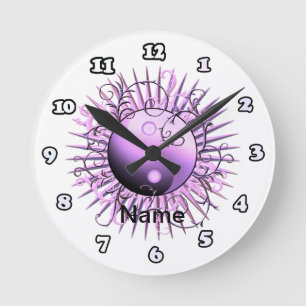 Violetter Wirbel Yin Yang Runde Wanduhr