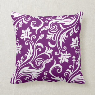 Violettes Damast-Muster im Vintage-Stil Kissen