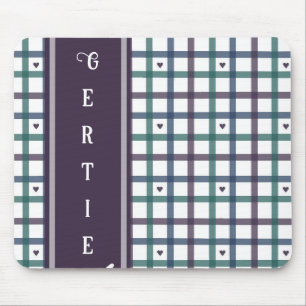 Violettes Herz-Gingham Mousepad