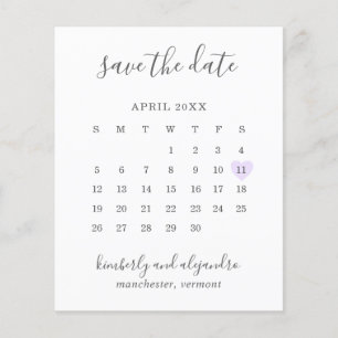 Violettes-Herz-Kalender-Budget-Hochzeit-Save-the-D Flyer