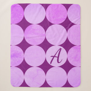 Violettes, lila-magenta- und rosa Kreise-Monogramm Sherpadecke