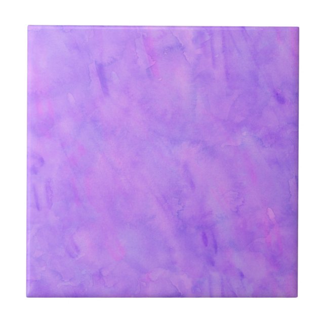 Violettes lila Watercolor-Beschaffenheits-Muster Fliese (Vorderseite)