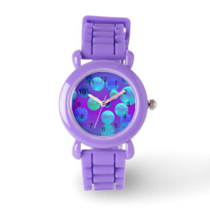 Violettes Nebel-, Cyan-blaues und Lilaabstraktes Armbanduhr