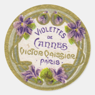 Violettes Parfüm-Aufkleber, Paris1900s Runder Aufkleber