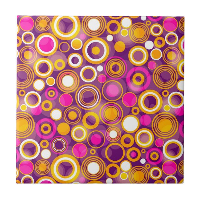 Violettes Polka-Punkt-Muster Fliese (Vorderseite)