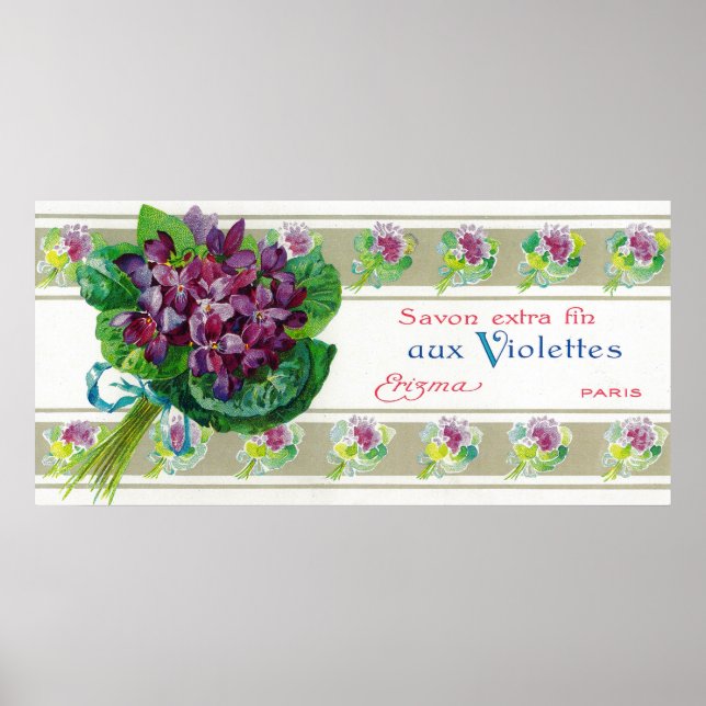 Violettes Soap LabelParis, Frankreich Poster (Vorne)