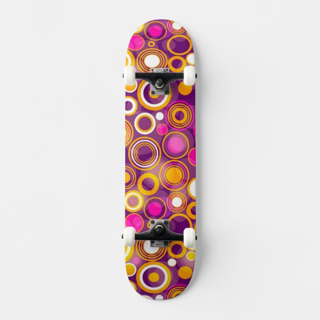 Violettes Tupfen-Muster Skateboard (Vorderseite)