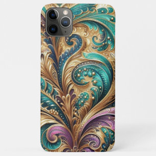 Violettes Türkisblau Grünes Gold Paisley-Muster Case-Mate iPhone Hülle