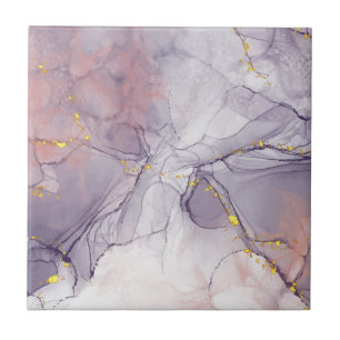 Violettes und goldenes Marmormuster Fliese