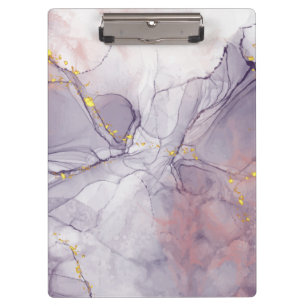 Violettes und goldenes Marmormuster Klemmbrett