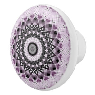Violettes und schwarzes geometrisches Mandala-Must Keramikknauf