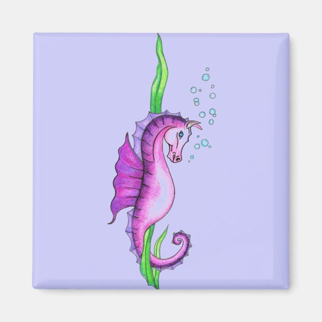 Violettes Wasserpferd Magnet (Vorne)