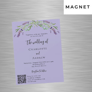 Violettgrün Lavendel QR Details Luxushochzeit Magneteinladung