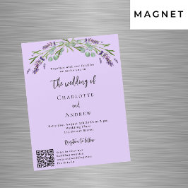 Violettgrün Lavendel QR Details Luxushochzeit Magneteinladung