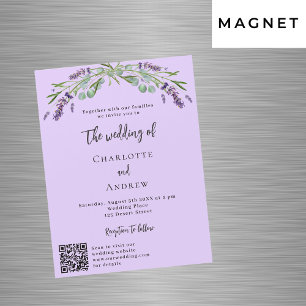 Violettgrün Lavendel QR Details Luxushochzeit Magneteinladung