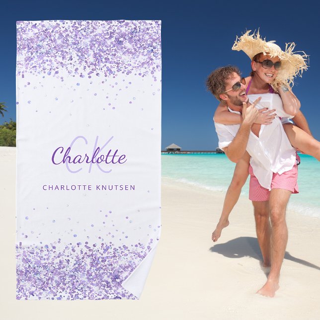 Violettlavene, Name des weißen Glitzer Monogramm Strandtuch (Von Creator hochgeladen)