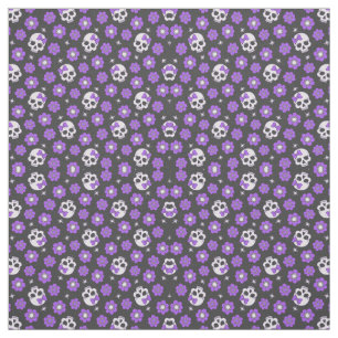 Violettschädel und Blume Stoff