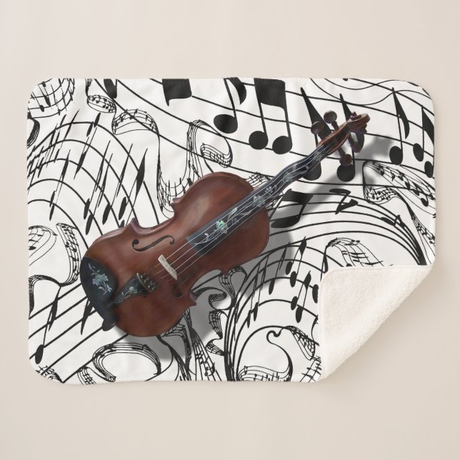 VIOLIN AUF MUSIKNOTE SHERPADECKE (Vorderseite (Horizontal))