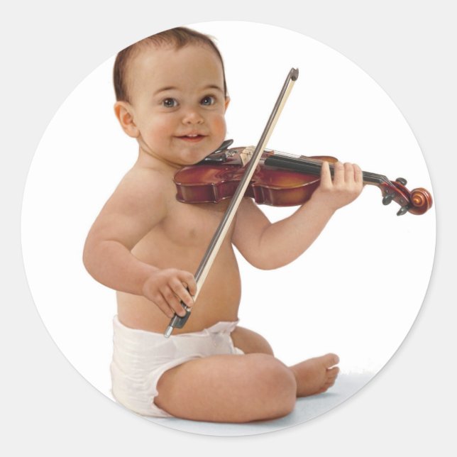 Violin Baby Runder Aufkleber (Vorderseite)