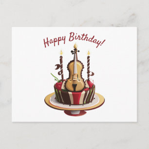 Violin Birthday Cake Postkarte