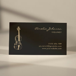 Violin Black Gold Elegante Moderner Musiklehrer Visitenkarte