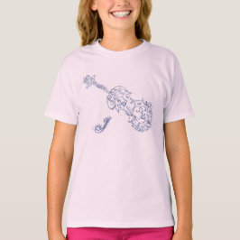 Violin Blue Line Zeichnend mit anfänglicher T-Shirt