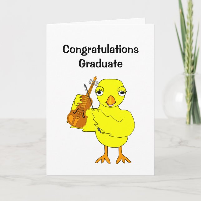 Violin Chick Graduate Dankeskarte (Vorderseite)