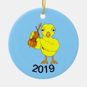 Violin Chick Keramik Ornament
