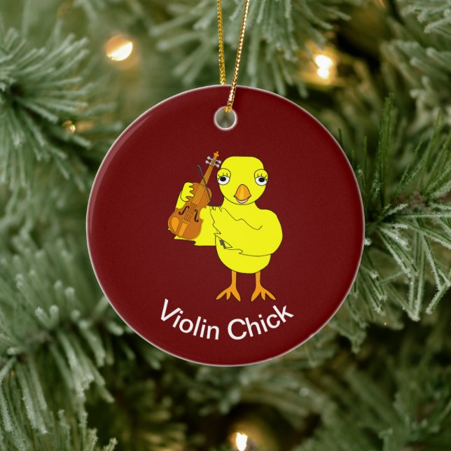 Violin Chick Keramik Ornament (Baum)