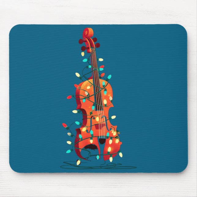Violin Christmas Graphics Lights Lover Player Viol Mousepad (Vorne)