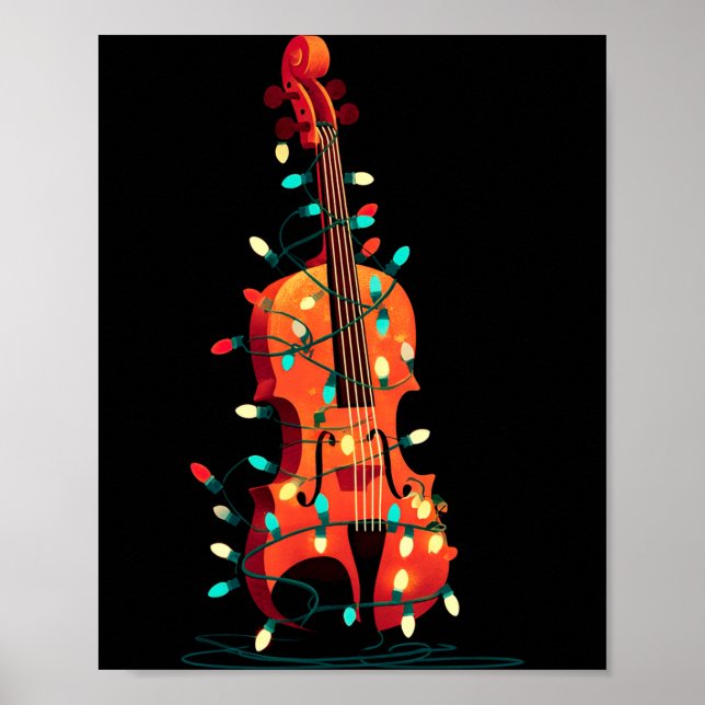 Violin Christmas Graphics Lights Lover Player Viol Poster (Vorne)