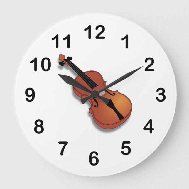 Violin Clip Art Große Wanduhr (Vorderseite)