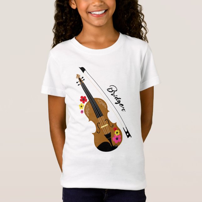 Violin Floral Classic Music Personalisiert T-Shirt (Vorderseite)