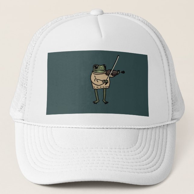 Violin Frog Hat Truckerkappe (Vorderseite)