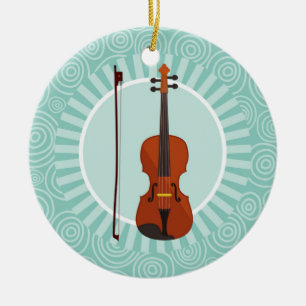 Violin Fun Turquoise Swirl Music Keramik Ornament