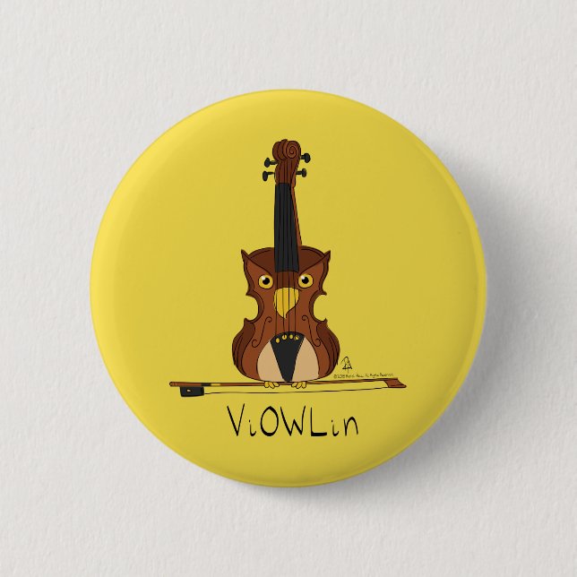 Violin Funny Musician Cartoon Button (Vorderseite)
