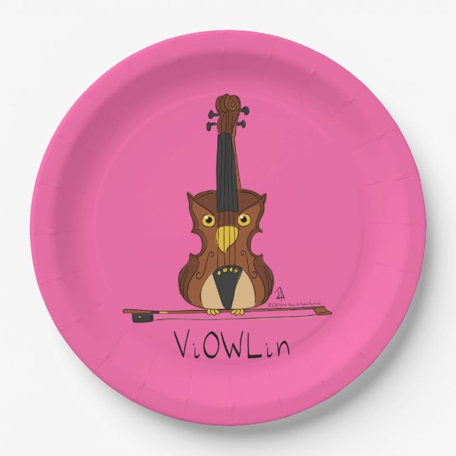 Violin Funny Musician Cartoon Pappteller (Vorderseite)