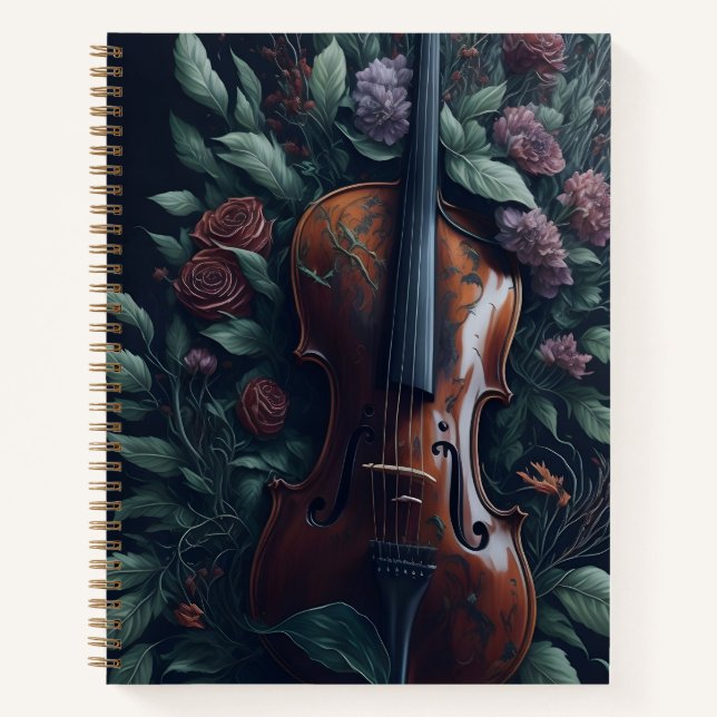 Violin Gothic-Rose Notizbuch (Vorderseite)