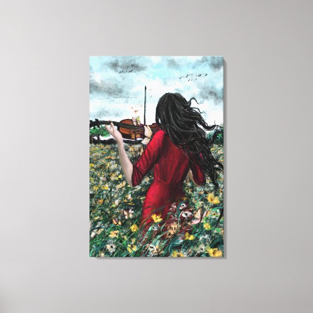 Violin Lady Canvas Print Summer Sonata Leinwanddruck (Vorderseite)