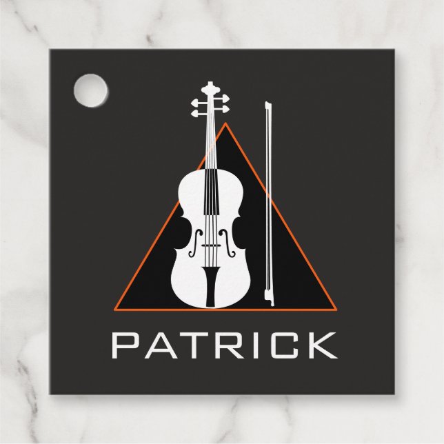 Violin minimaler schwarzer Dreieck moderne Violini Geschenkanhänger (Vorderseite)